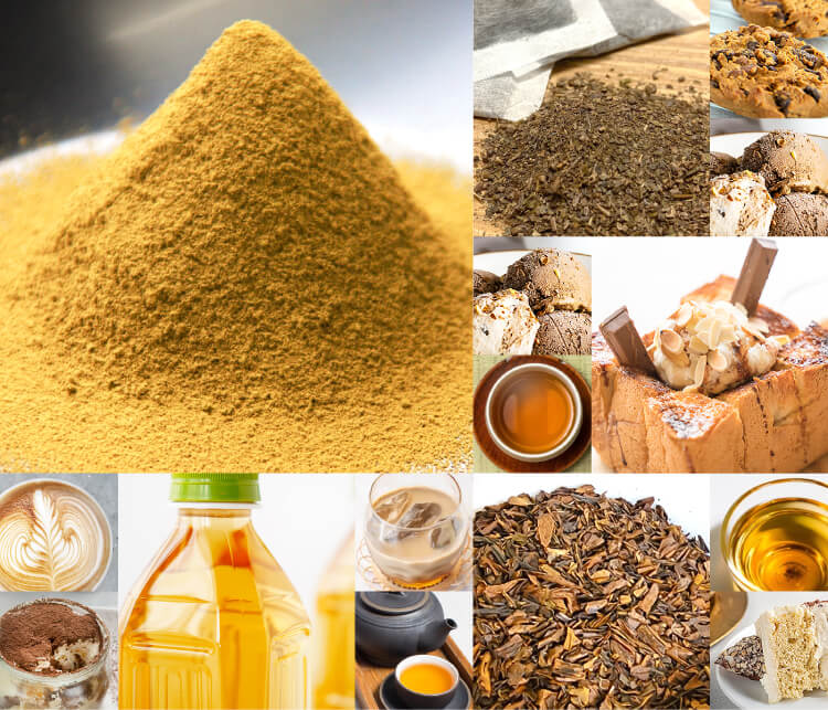 Foods and beverages made with hojicha